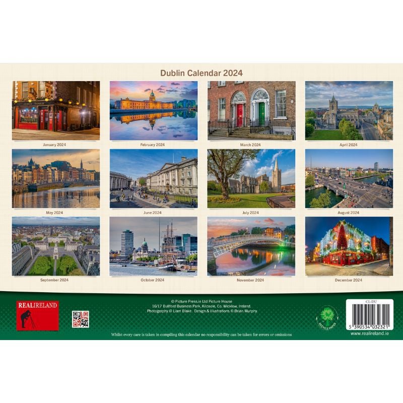Buy A4 12 Stunning Images Of Dublin Calendar 2024 By Liam Blake